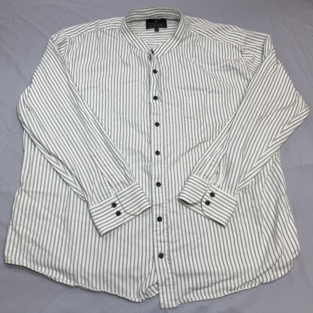 Celtic Ranchwear Shirt Mens 3XL White Stripe Band Collar Irish Twill Casual